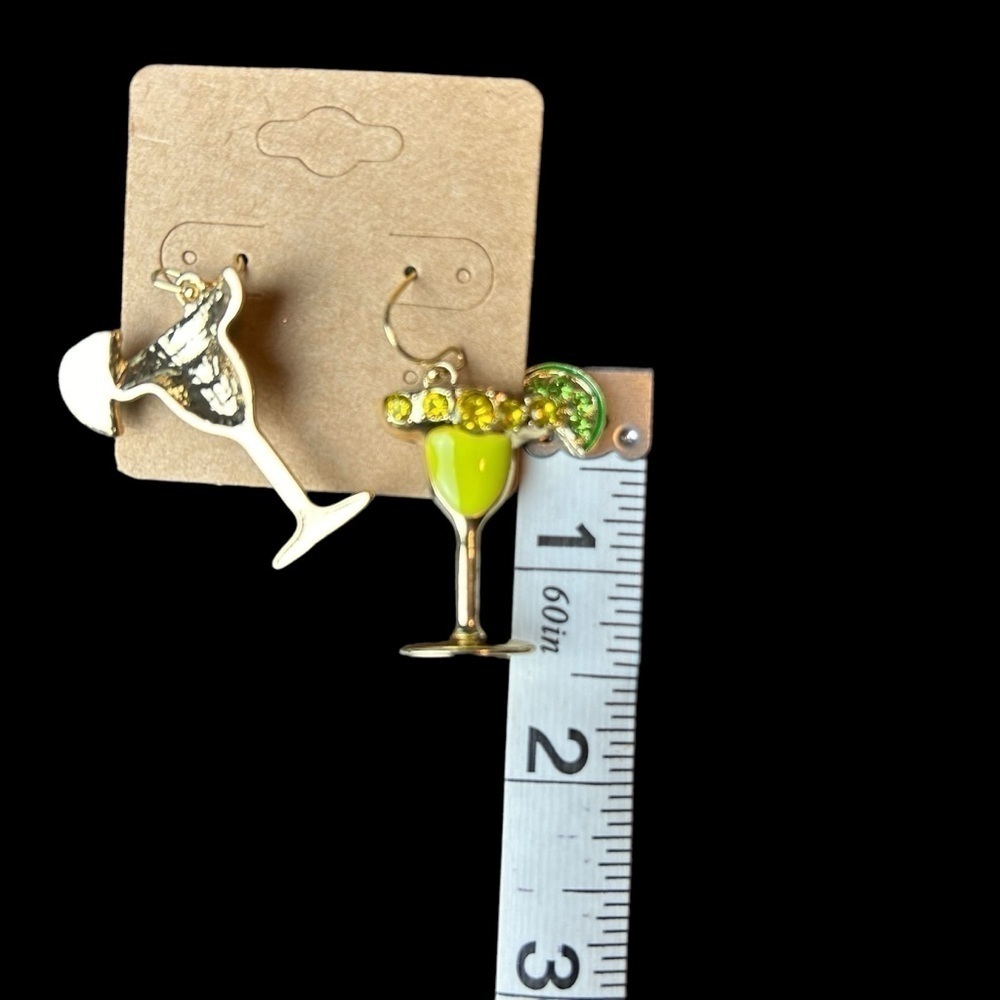 Tropical Margarita Earrings with a Slice Of Lime with Fish Hook Piercing - Picture 7 of 10